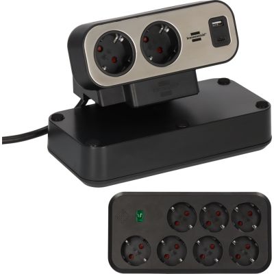 Brennenstuhl Estilo Doppelsteckdosenleiste mit Überspannungsschutz, 1x USB-C, 9x Steckdosen