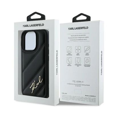 8. Karl Lagerfeld Quilted Signature Hülle für iPhone 16 Pro – Schwarz