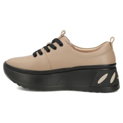 3. Damen-Sneaker aus Leder mit taupefarbenem Plateau, Modell Filippo DP8006
