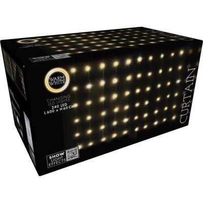 24. Weihnachtsbaumbeleuchtung, Lichtvorhang für den Außenbereich/Innenbereich, 240 LEDs, 600 x 60 cm, mit Fernbedienung, warmweiß