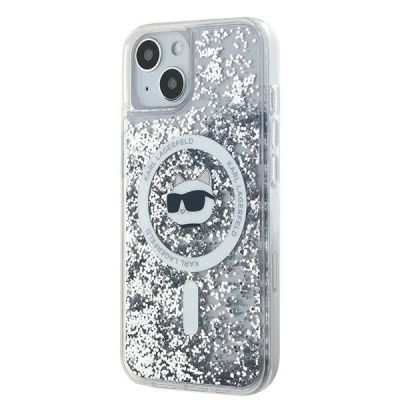 2. Karl Lagerfeld Liquid Glitter Choupette Head MagSafe-Hülle für iPhone 14 / 15 / 13 – transparent