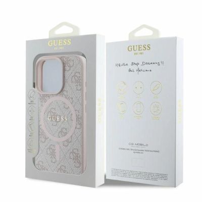 4. Guess 4G Ring Classic Logo MagSafe-Hülle für iPhone 16 Pro – Rosa