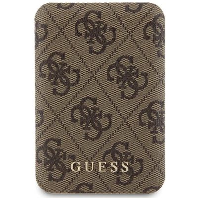 Guess Induction Powerbank 15W GUPB5FP4EMGW 5000mAh braun/braun 4G Leder Metall Logo MagSafe