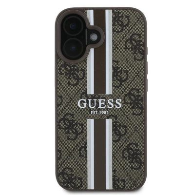 3. Guess 4G Printed Stripes MagSafe-Hülle für iPhone 16 Plus – braun