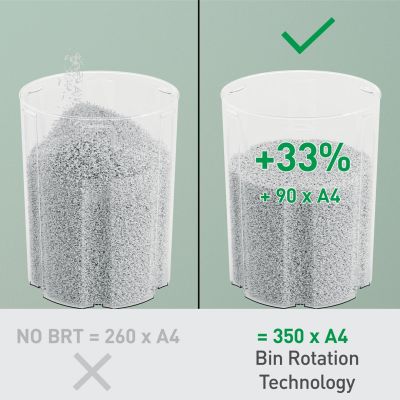 4. Leitz IQ OptiMax Small Office 350 Aktenvernichter, 22 l, P5, 8 Blatt, automatischer Start/Stopp, Rücklauffunktion, drehbarer Auffangbehälter – 33 % höhere Aktenkapazität