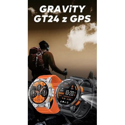 29. GRAVITY GPS GT24-2 Herren-Smartwatch, schwarzes Silikonarmband + weißes Silikonarmband