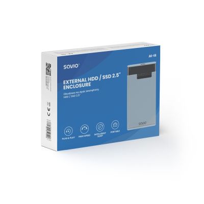 3. SAVIO Externes Gehäuse für 2,5"-HDD/SSD, USB 3.0, transparent, AK-66