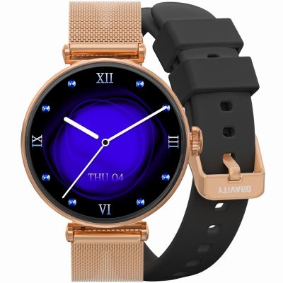 Smartwatch Gravity Roségold Schwarz 2 Armbänder GT26-3
