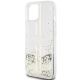 6. Guess Liquid Glitter Gold Stripes Hülle für iPhone 15 Plus / 14 Plus – transparent