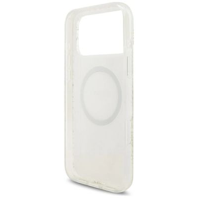 7. Guess IML Blumenmuster, galvanisiert, mit Perlmuttriemen und MagSafe-Hülle für iPhone 18 Pro Max / 17 Pro Max – Weiß