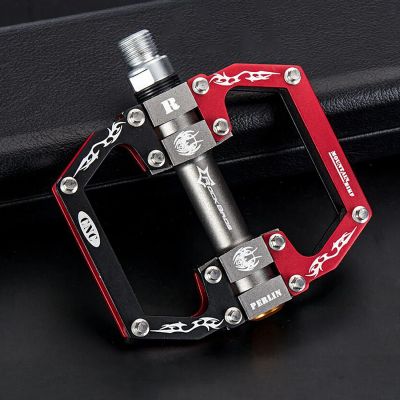 4. Rockbros 2010-12SBKR Aluminium-Fahrradpedale mit abgedichteten Lagern – Schwarz und Rot