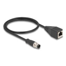 DeLOCK M12 D-kodiertes 4-poliges Stecker-auf-RJ45-Buchsen-Adapterkabel, 50 cm lang