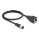 DeLOCK M12 D-kodiertes 4-poliges Stecker-auf-RJ45-Buchsen-Adapterkabel, 50 cm lang