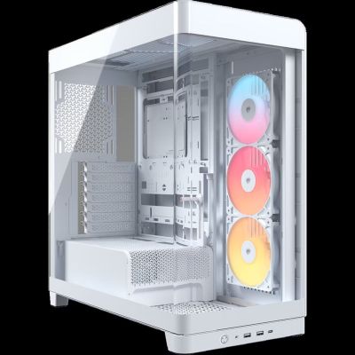 Corsair FRAME 4500X RS-R ARGB Midi-Tower-Gehäuse mit Seitenwand aus gehärtetem Glas, Weiß