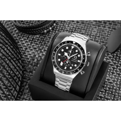 5. TIMEX Q Timex 3-Zeitzonen-Chronograph TW2V69800 Herrenuhr + Box