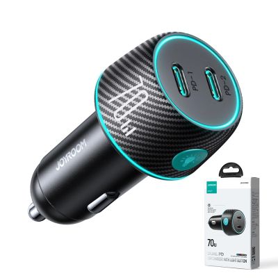 9. 2x USB C 70W Autoladegerät mit LED-Hintergrundbeleuchtung Joyroom JR-CCN02 - Schwarz