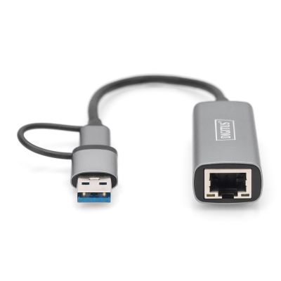 4. USB Typ-C auf Gigabit Ethernet 2,5G USB-C + USB A Adapter (USB 3.1/3.0)