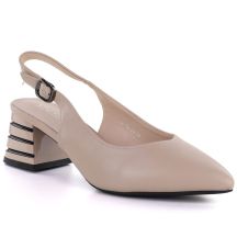 Damensandalen mit Zierabsätzen, beige, Vinceza 26-62285