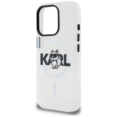 6. Karl Lagerfeld IML Choupette Sketch Logo MagSafe Hülle für iPhone 16 Pro Max – Transparent