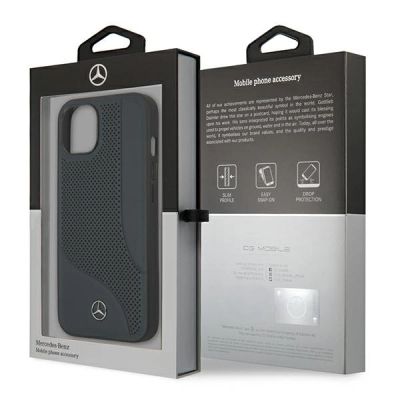 8. Mercedes Leder-Perforated-Area-Case für iPhone 13 mini – Marineblau
