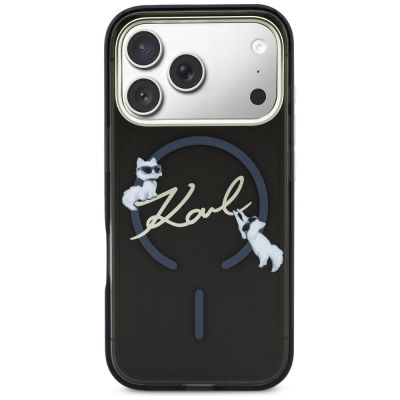 3. Karl Lagerfeld IML Choupettes Karl Script Logo MagSafe Hülle für iPhone 17 Pro - Schwarz