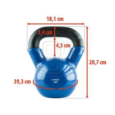 12. HMS KNV08 BLUE vinylbeschichtete Kettlebell aus Gusseisen 