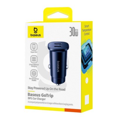 10. Baseus GoTrip 2 x USB-C 30W Autoladegerät - Schwarz