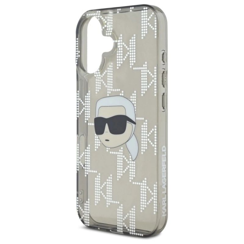 6. Karl Lagerfeld IML Karl Head galvanisierte Hülle für iPhone 16 - Schwarz