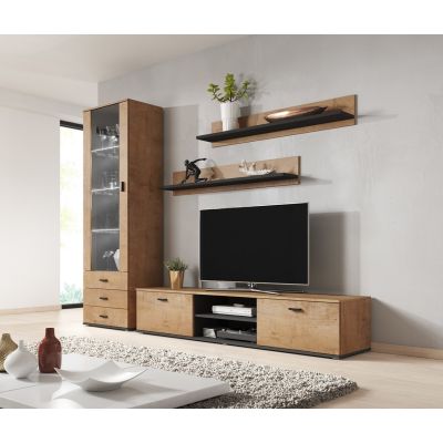 10. Regal 125 cm (2 Stück) SOHO Lefkas Eiche + Schwarz