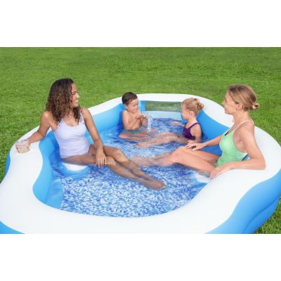 24. Bestway 54409 Aufstellpool, aufblasbarer Pool, oval, blau-weiß