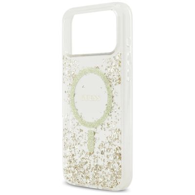 6. Guess Resin Bottom Glitter MagSafe Hülle für iPhone 17 Pro Max - Gold