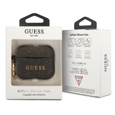 2. Guess Ring Silikonhülle für AirPods Pro – Schwarz und Gold
