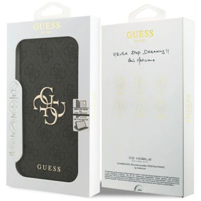 7. Guess Book 4G Metall-Logo-Hülle für iPhone 18 Pro Max / 17 Pro Max – Schwarz