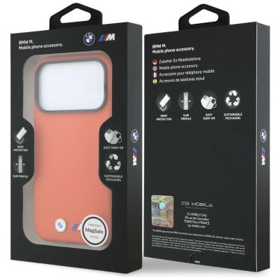 8. BMW M Quadrille Kevlar Metall Logo MagSafe Hülle für iPhone 17 Pro Max / 18 Pro Max - Orange