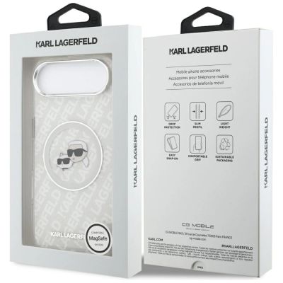 8. Karl Lagerfeld IML Glitter Karl&Choupette Heads Logo MagSafe Hülle für iPhone Air - Grau