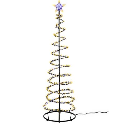 2. Dekorativer Weihnachtsbaum mit 640 LEDs und Wasserfall, 180 cm, Schwarz