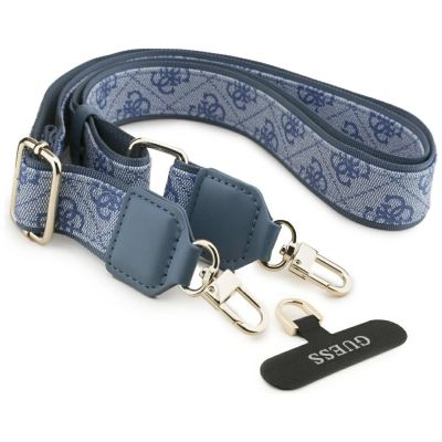 8. Guess 4G Strass Logo & Big Strap Metal Buttons MagSafe Case für iPhone 17 - Blau