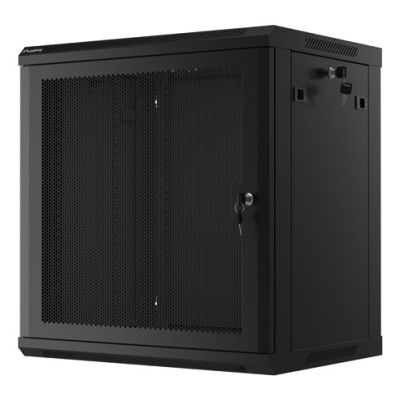 7. Wandregalschrank 19" 12U 600X450 SCHWARZ PERFORIERT TÜR LANBERG (FLAT PACK)