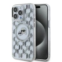 Karl Lagerfeld IML Monogram Karl & Choupette Head MagSafe Hülle für iPhone 15 Pro – transparent