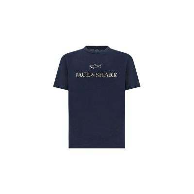 8. Paul&Shark Herren-T-Shirt aus Baumwolle, Marineblau und Gold, 99311007-50E – Klassischer Schnitt, Logo