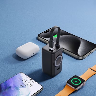 12. Joyroom JR-W13 5000 mAh Wireless Power Bank für Apple Watch + USB-C und Lightning – Schwarz
