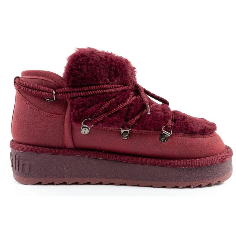 4. D.Franklin Damen Winter Schneestiefel, modisches Fellfutter, Burgund