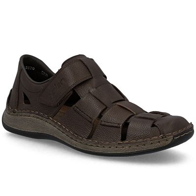 Braune Herren-Lederschuhe mit Lochmuster, Modell Rieker 05281-25