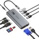 2. Choetech multifunktionaler HUB mit Display 12in1 USB-C auf USB-C / USB-A / HDMI / VGA / AUX / SD / TF grau (HUB-M26)