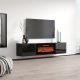 6. TV-Schrank LUXE 182,6 x 34,5 x 37,5 cm, schwarz/glänzend schwarz + schwarzer Kamin