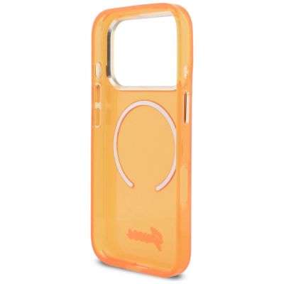 7. Guess IML Script Metal MagSafe Hülle für iPhone 17 Pro - Orange