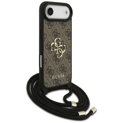 3. Guess 4G Big Logo Cord Stap Crossbody Case für iPhone 17 Air - Braun