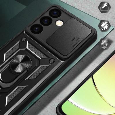 6. Hybrid Armor Camshield Panzerhülle für Samsung Galaxy S24+ mit Kameraabdeckung – Schwarz