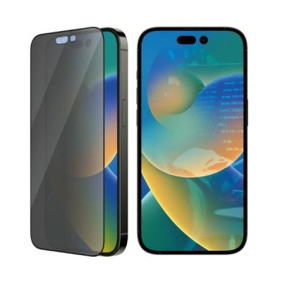 6. PanzerGlass Ultra-Wide Fit Antibakterieller Sichtschutz aus gehärtetem Glas mit Positionierer für iPhone 14 Pro