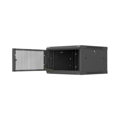 4. Lanberg 19" 6U 600x600 schwarzer Wandschrank mit perforierten Türen (flach verpackt)